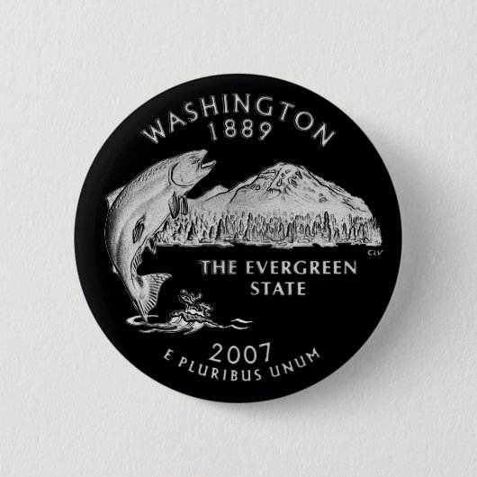 Washington State Quarter Black Ronde Button 5,7 Cm (Voorkant)