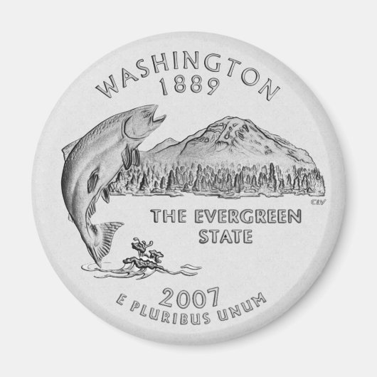 Washington State Quarter Grijs Magneet (Voorkant)