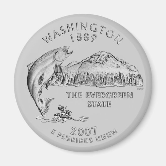 Washington State Quarter met je kleur Magneet (Voorkant)