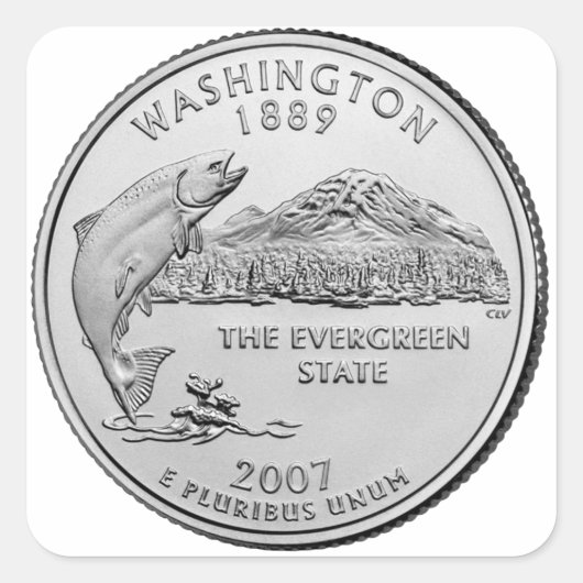Washington State Quarter Vierkante Sticker (Voorkant)