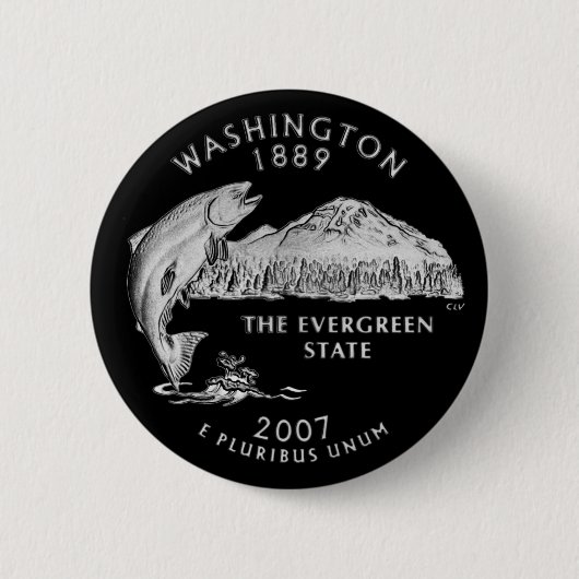 Washington State Quarter Zwart Ronde Button 5,7 Cm (Voorkant)