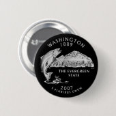Washington State Quarter Zwart Ronde Button 5,7 Cm (Voorkant /achterkant)