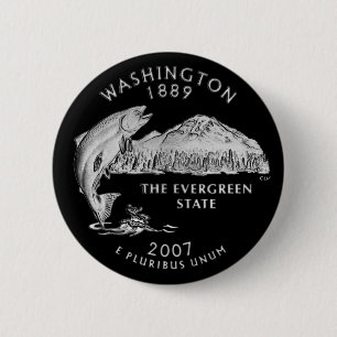 Washington State Quarter Zwart Ronde Button 5,7 Cm