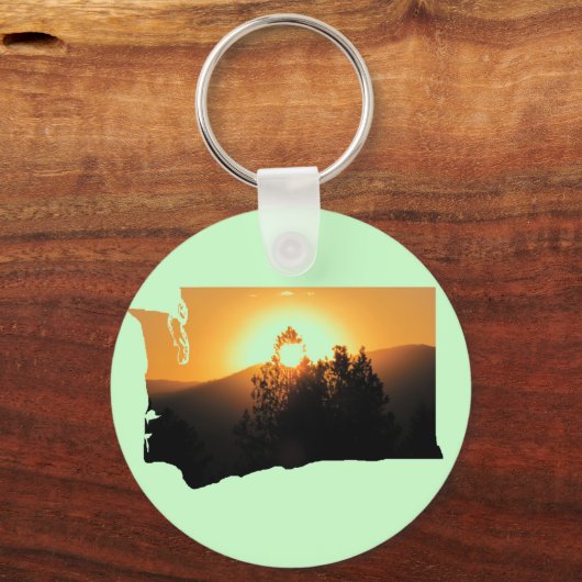 Washington State Sunset Silhouette Sleutelhanger (Voorkant)