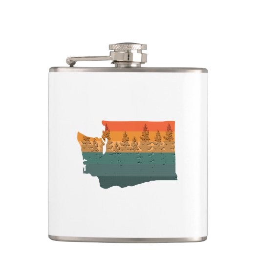 Washington State Tree Silhouette Heupfles (Voorkant)