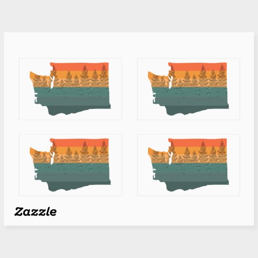 Washington State Tree Silhouette Rechthoekige Sticker (Vel)