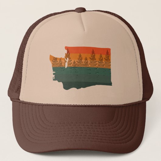 Washington State Tree Silhouette Trucker Pet (Voorkant)