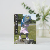 Washington State Vis Meisje Standbeeld Reizen Briefkaart (Staand voorkant)