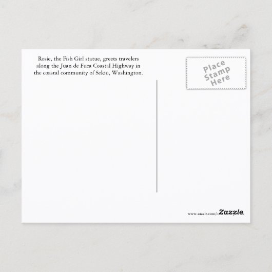 Washington State Vis Meisje Standbeeld Reizen Briefkaart (Achterkant)