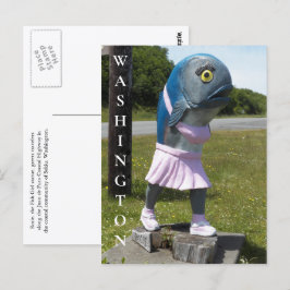 Washington State Vis Meisje Standbeeld Reizen Briefkaart