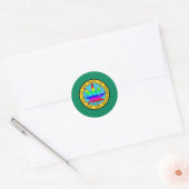 Washington State Vlag met blad en regenboog kleure Ronde Sticker (Envelop)