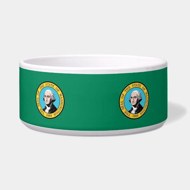 Washington State Vlag Pet Bowl Voerbakje (Voorkant)