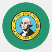Washington State Vlag Verenigde Staten Ronde Sticker (Voorkant)