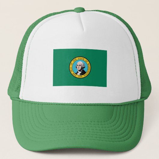 Washington State Vlag Verenigde Staten Trucker Pet (Voorkant)