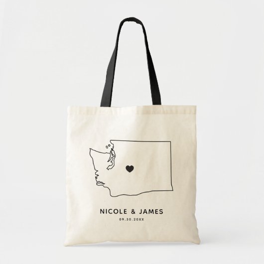 Washington State Wedding Welcome Bag Tas, Map Tote Bag (Voorkant)