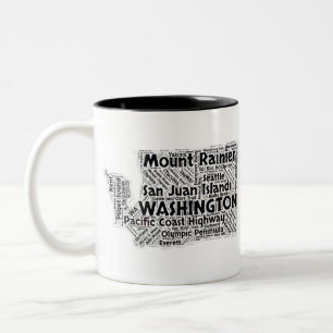 Washington State Word Cloud Tweekleurige Koffiemok