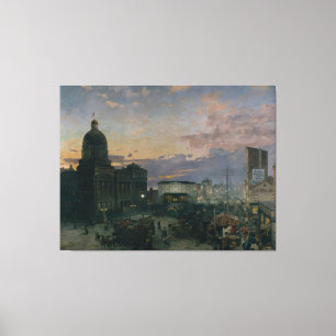 Washington Street Indianapolis in Dusk Canvas Afdruk