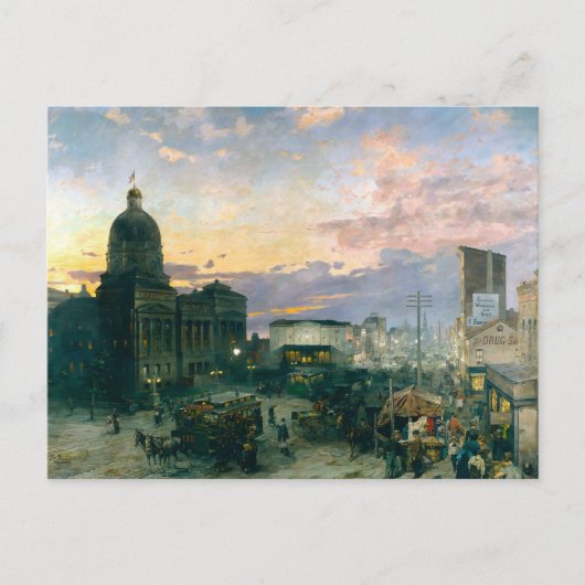 Washington Street Indianapolis Indiana Schilderij Briefkaart (Voorkant)