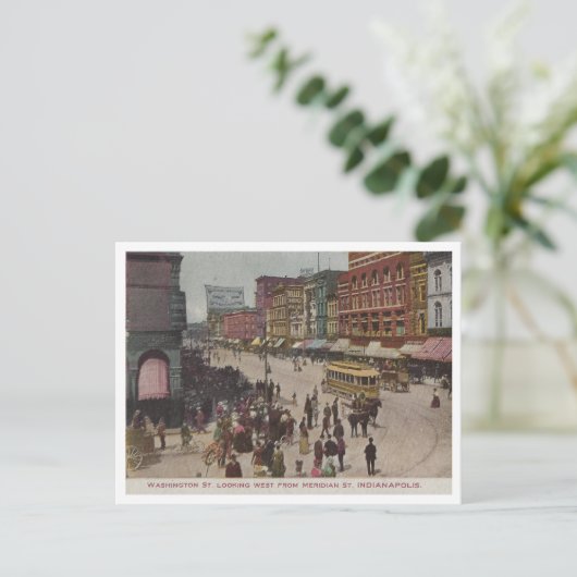 Washington Street Scene, Indianapolis Briefkaart (Staand voorkant)