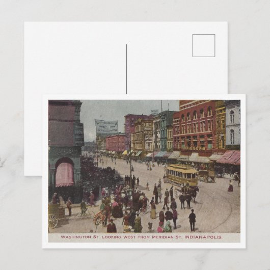  Washington Street Scene, Indianapolis Briefkaart (Voorkant / Achterkant)