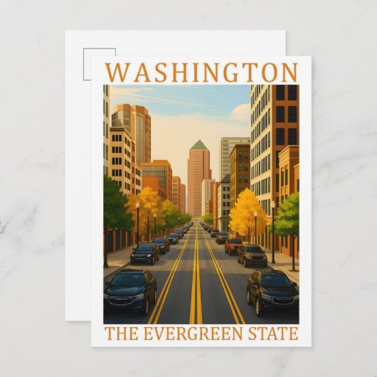 Washington the Evergreen State USA Travel Place Briefkaart (Voorkant / Achterkant)