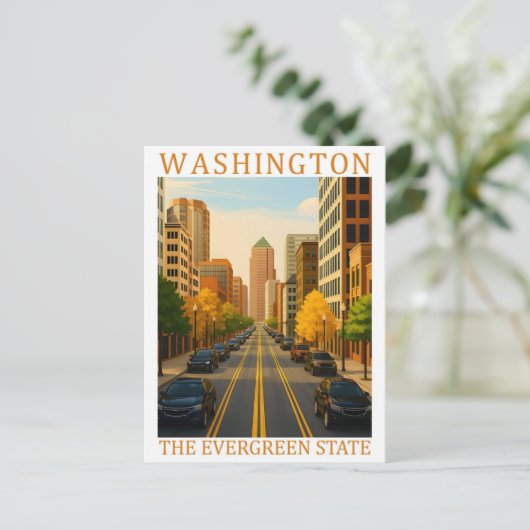 Washington the Evergreen State USA Travel Place Briefkaart (Staand voorkant)