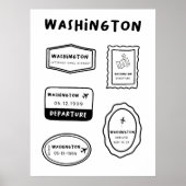 Washington - Travel Stamp Collectie | minimalistis Poster (Voorkant)