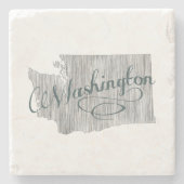 Washington  Typografie State Map Shape Grey Stenen Onderzetter (Voorkant)