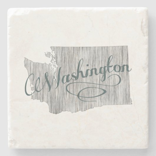Washington  Typografie State Map Shape Grey Stenen Onderzetter (Voorkant)