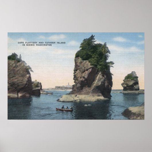 Washington - Uitzicht van Cape Flattery & Tatoosh Poster (Voorkant)
