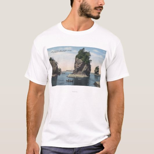 Washington - Uitzicht van Cape Flattery & Tatoosh T-shirt (Voorkant)