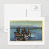 Washington - Uitzicht van vissers die een zalm van Briefkaart (Voorkant / Achterkant)