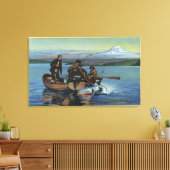 Washington - Uitzicht van vissers die een zalm van Canvas Afdruk (Insitu (Woonkamer))