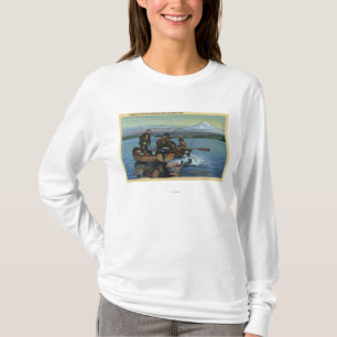 Washington - Uitzicht van vissers die een zalm van T-shirt
