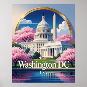 Washington USA Capitool en Monument Reis Poster