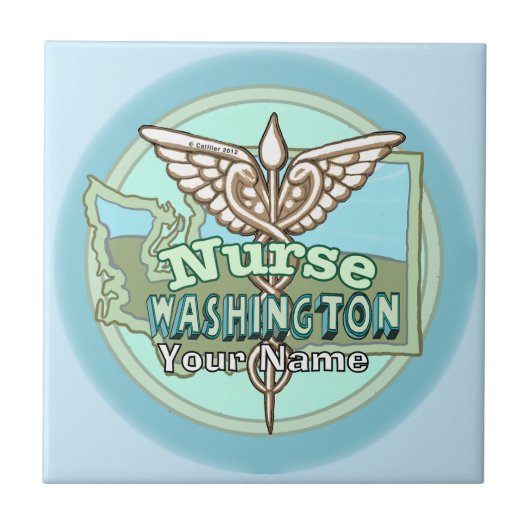 Washington Verpleegster Caduceus Tegeltje (Voorkant)