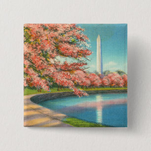 Washington Vierkante Button 5,1 Cm