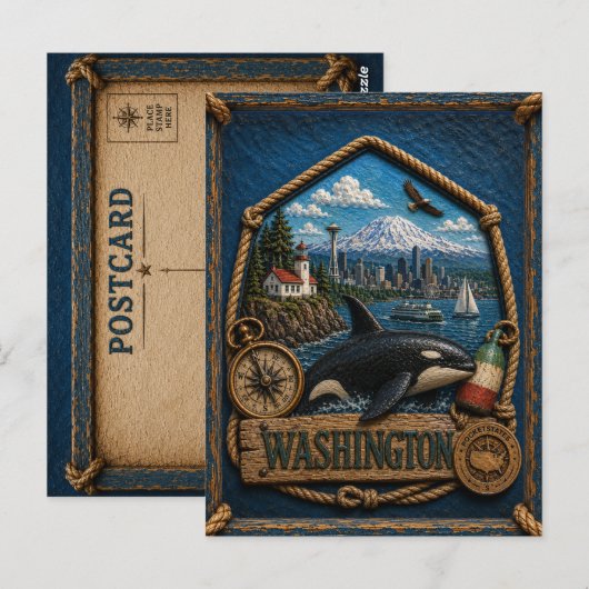 Washington Vintage Reis Briefkaart (Voorkant / Achterkant)