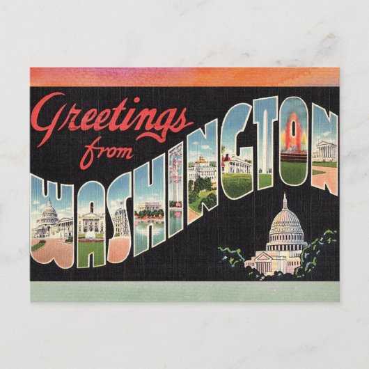 Washington Vintage Travel Briefkaart (Voorkant)
