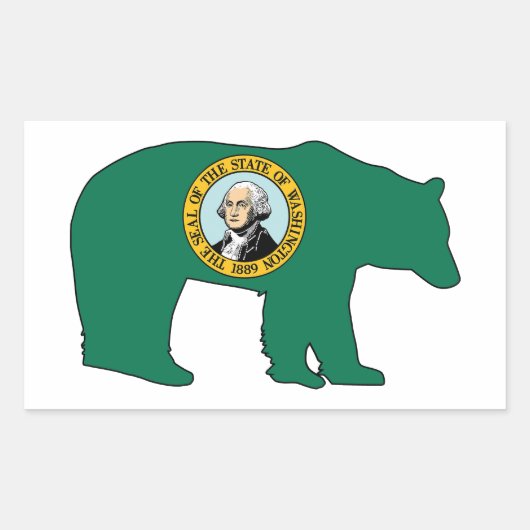 Washington Vlag Beer Rechthoekige Sticker (Voorkant)