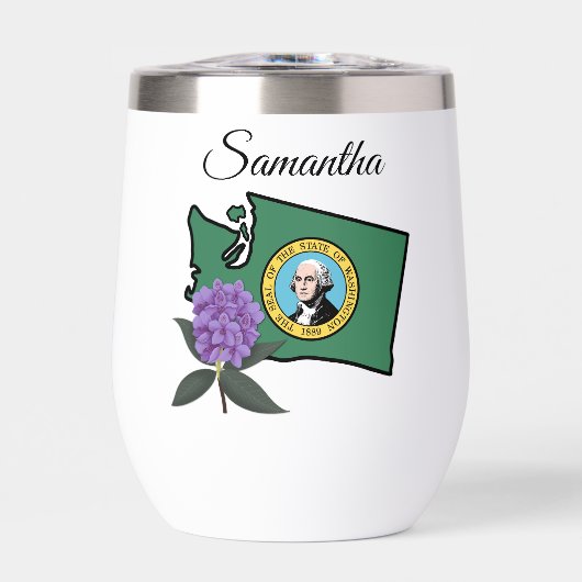 Washington vlag en ventilator Pacific Rhododendron (Voorkant)