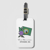 Washington vlag en ventilator Pacific Rhododendron Bagagelabel (Voorkant (verticaal))