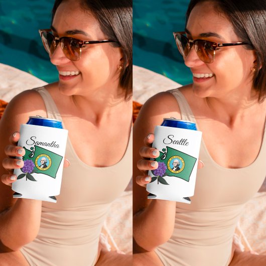 Washington vlag en ventilator Pacific Rhododendron Blikjeskoeler