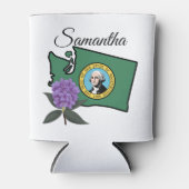 Washington vlag en ventilator Pacific Rhododendron Blikjeskoeler (Voorkant)