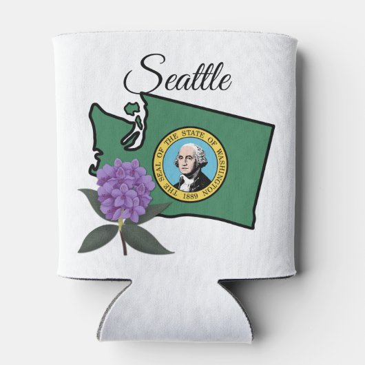 Washington vlag en ventilator Pacific Rhododendron Blikjeskoeler (Achterkant)