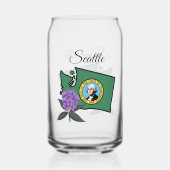 Washington vlag en ventilator Pacific Rhododendron Blikvorm Glas (Voorkant)