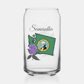 Washington vlag en ventilator Pacific Rhododendron Blikvorm Glas (Achterkant)