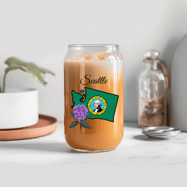 Washington vlag en ventilator Pacific Rhododendron Blikvorm Glas