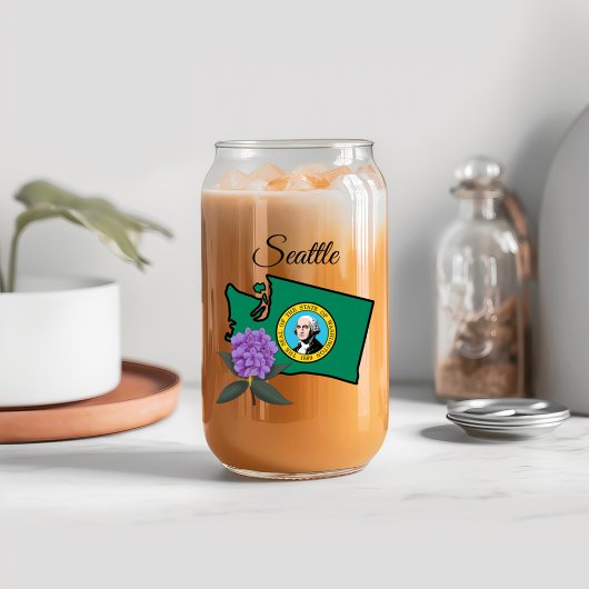 Washington vlag en ventilator Pacific Rhododendron Blikvorm Glas