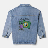 Washington vlag en ventilator Pacific Rhododendron Denim Jacket (Achterkant)